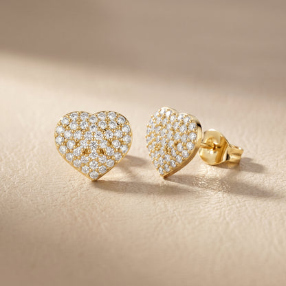 Round Cut Lab Grown Diamond Stud Earrings in Yellow Gold
