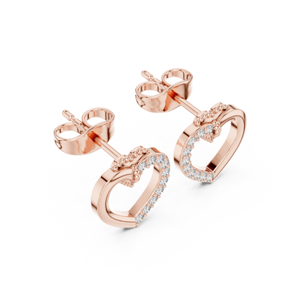 Round Cut Lab Grown Diamond Stud Earrings in Rose Gold