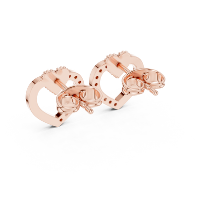 Round Cut Lab Grown Diamond Stud Earrings in Rose Gold