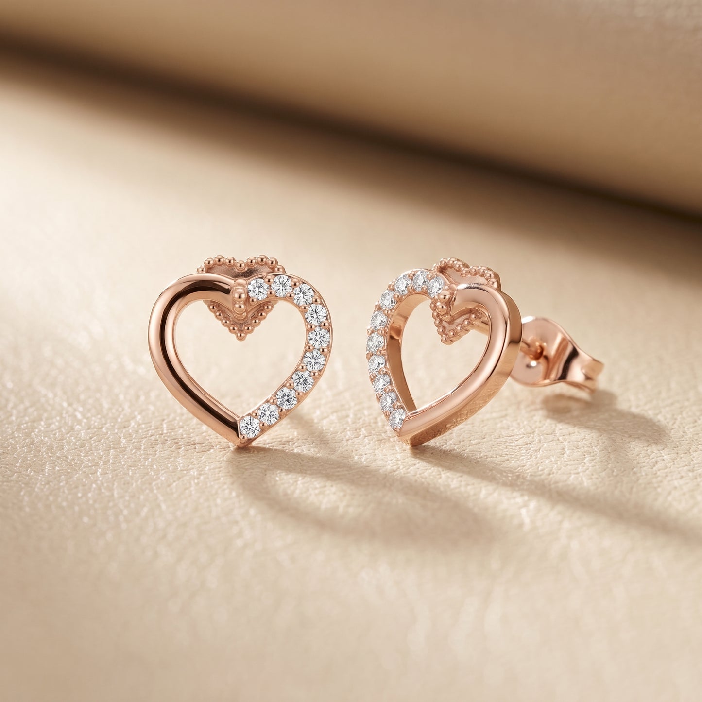 Round Cut Lab Grown Diamond Stud Earrings in Rose Gold