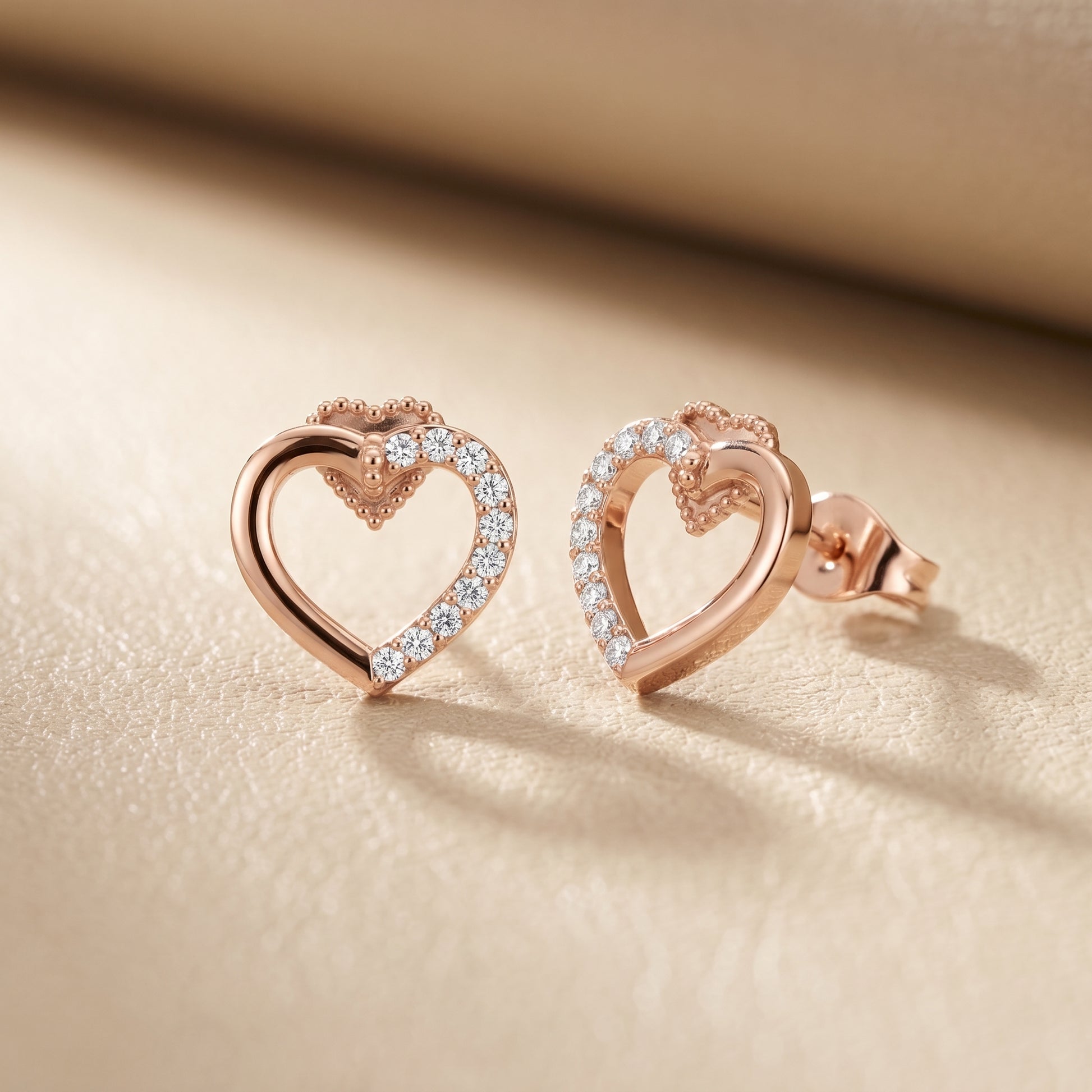Round Cut Lab Grown Diamond Stud Earrings in Rose Gold