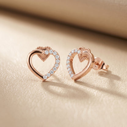 Round Cut Lab Grown Diamond Stud Earrings in Rose Gold