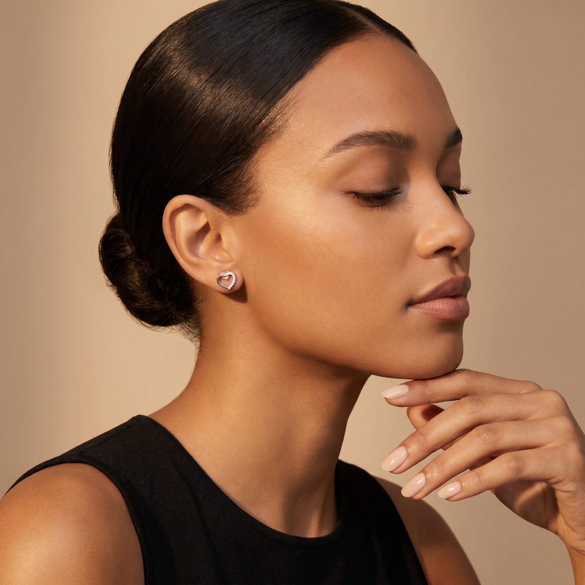 Round Cut Lab Grown Diamond Stud Earrings in Rose Gold
