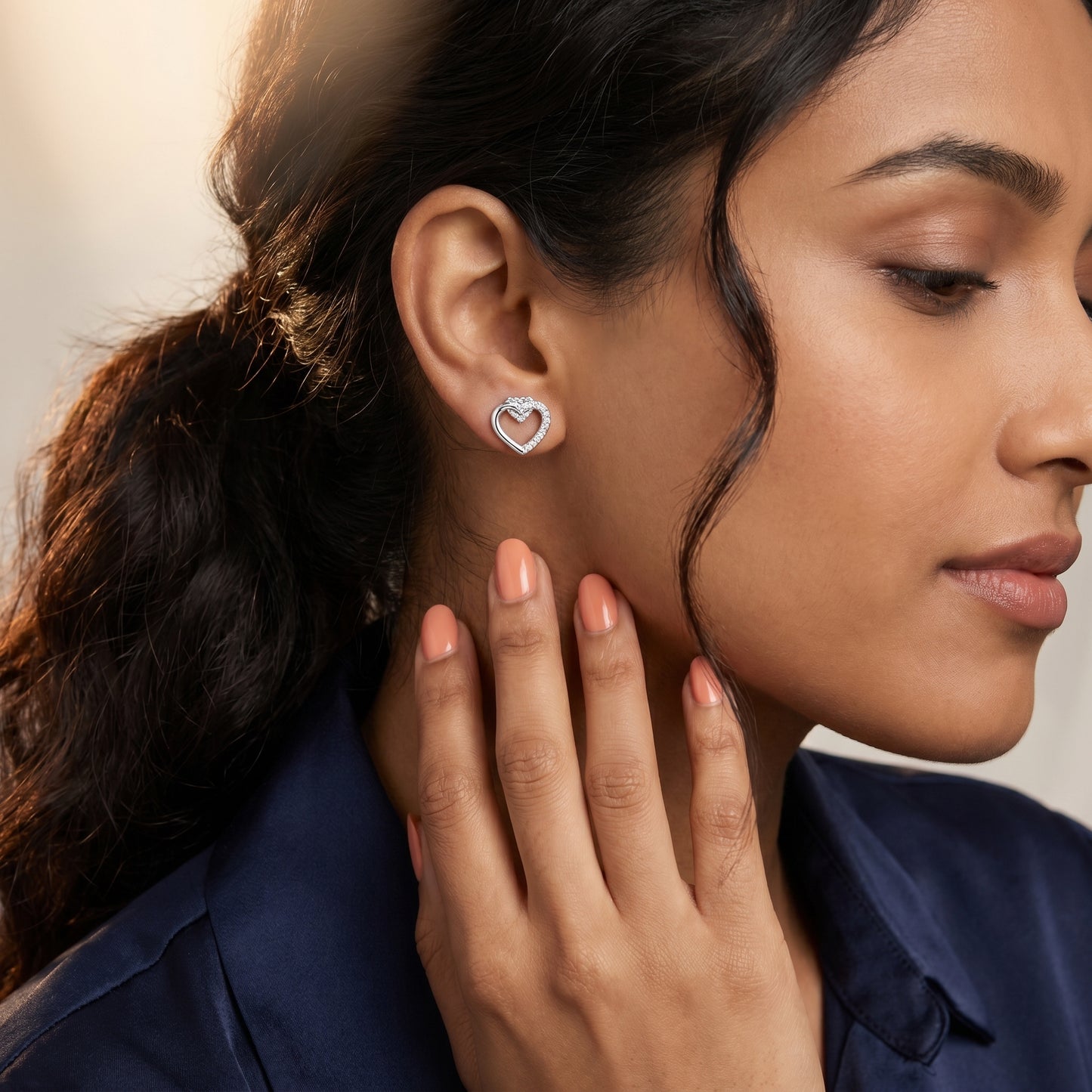 Round Cut Lab Grown Diamond Stud Earrings in Silver
