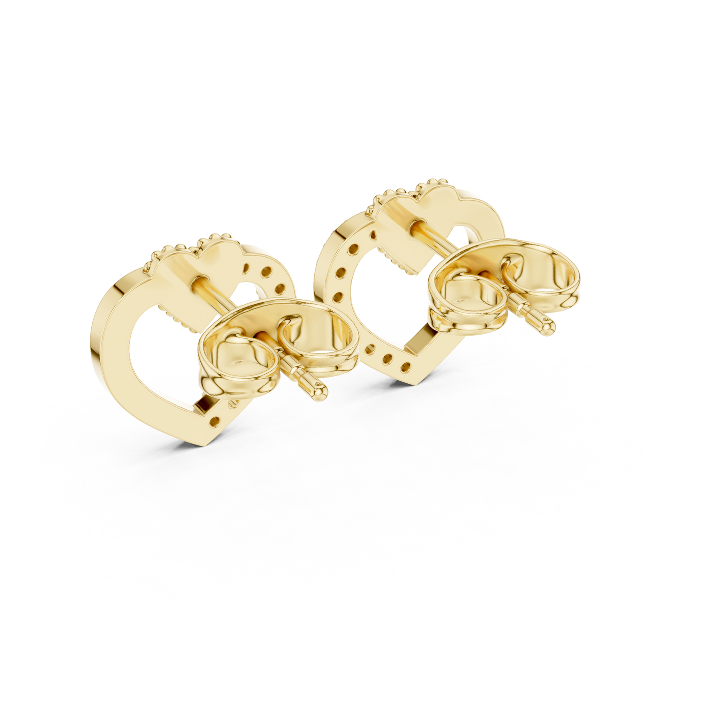 Round Cut Lab Grown Diamond Stud Earrings in Yellow Gold