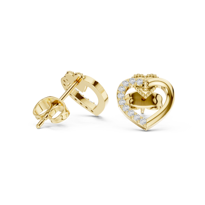 Round Cut Lab Grown Diamond Stud Earrings in Yellow Gold