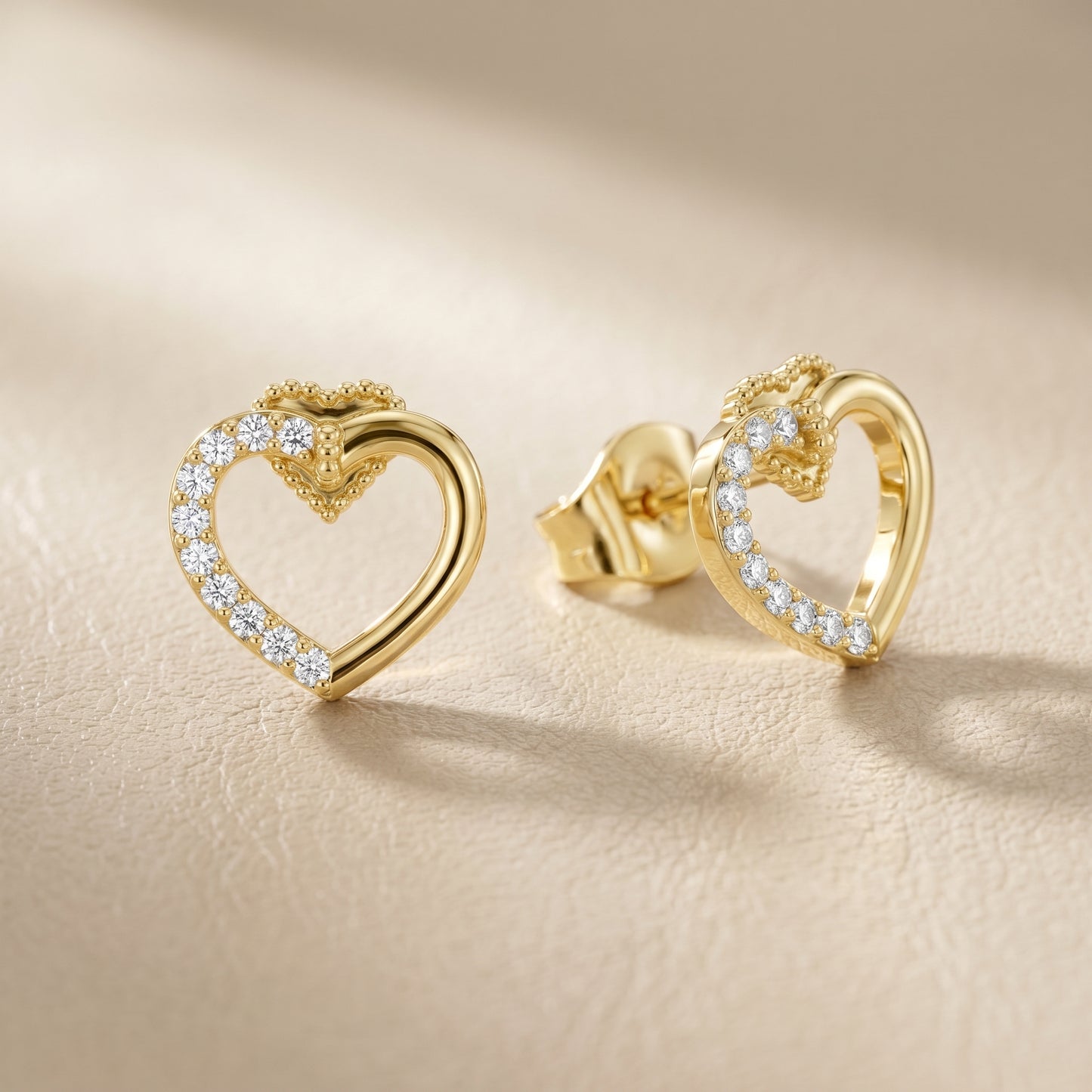 Round Cut Lab Grown Diamond Stud Earrings in Yellow Gold