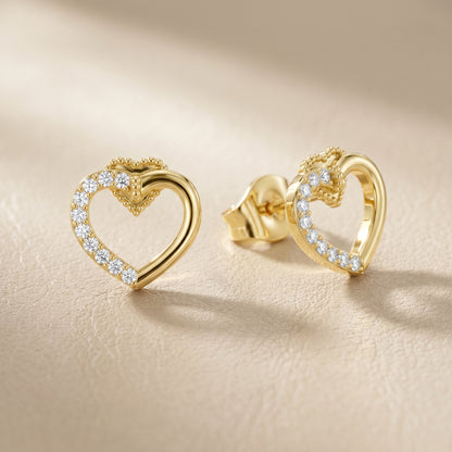 Round Cut Lab Grown Diamond Stud Earrings in Yellow Gold