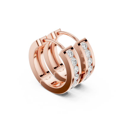 Round Cut Lab Grown Diamond Hoop Earrings in Rose Gold