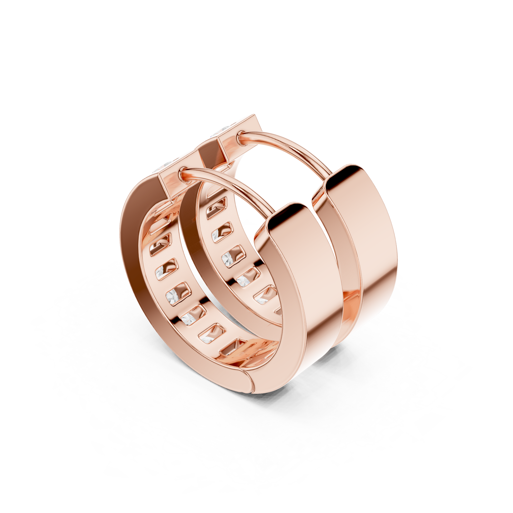 Round Cut Lab Grown Diamond Hoop Earrings in Rose Gold