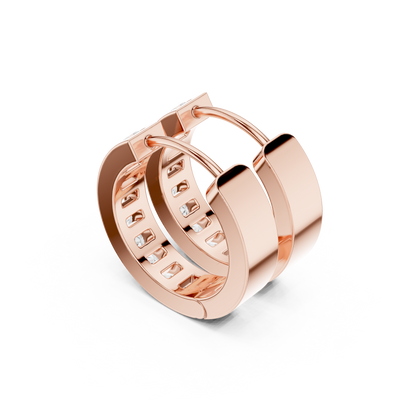Round Cut Lab Grown Diamond Hoop Earrings in Rose Gold
