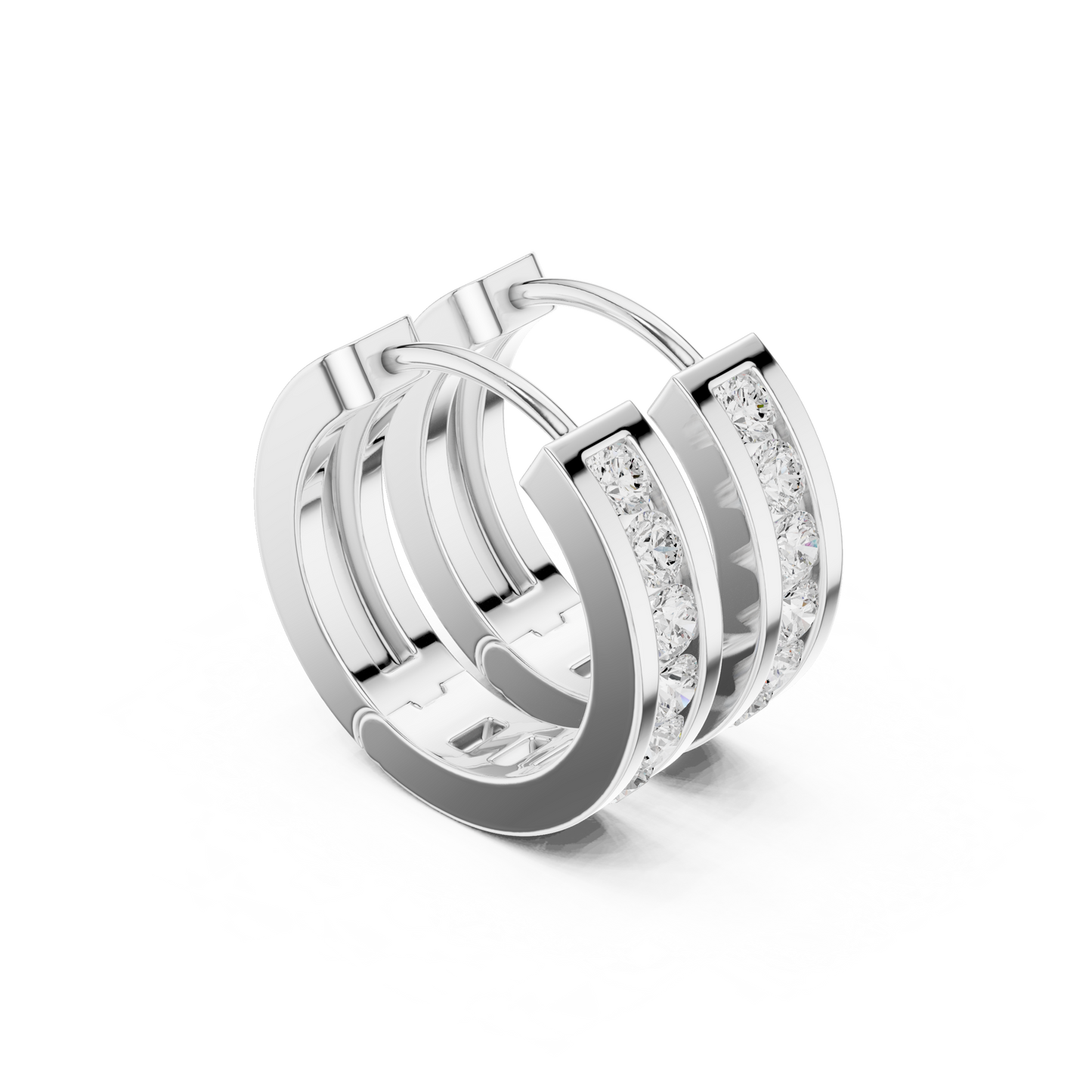 Round Cut Lab Grown Diamond Hoop Earrings in Platinum
