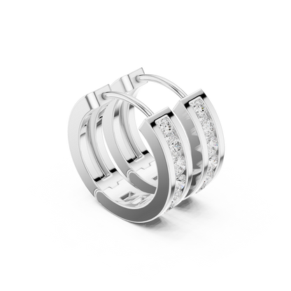 Round Cut Lab Grown Diamond Hoop Earrings in Platinum