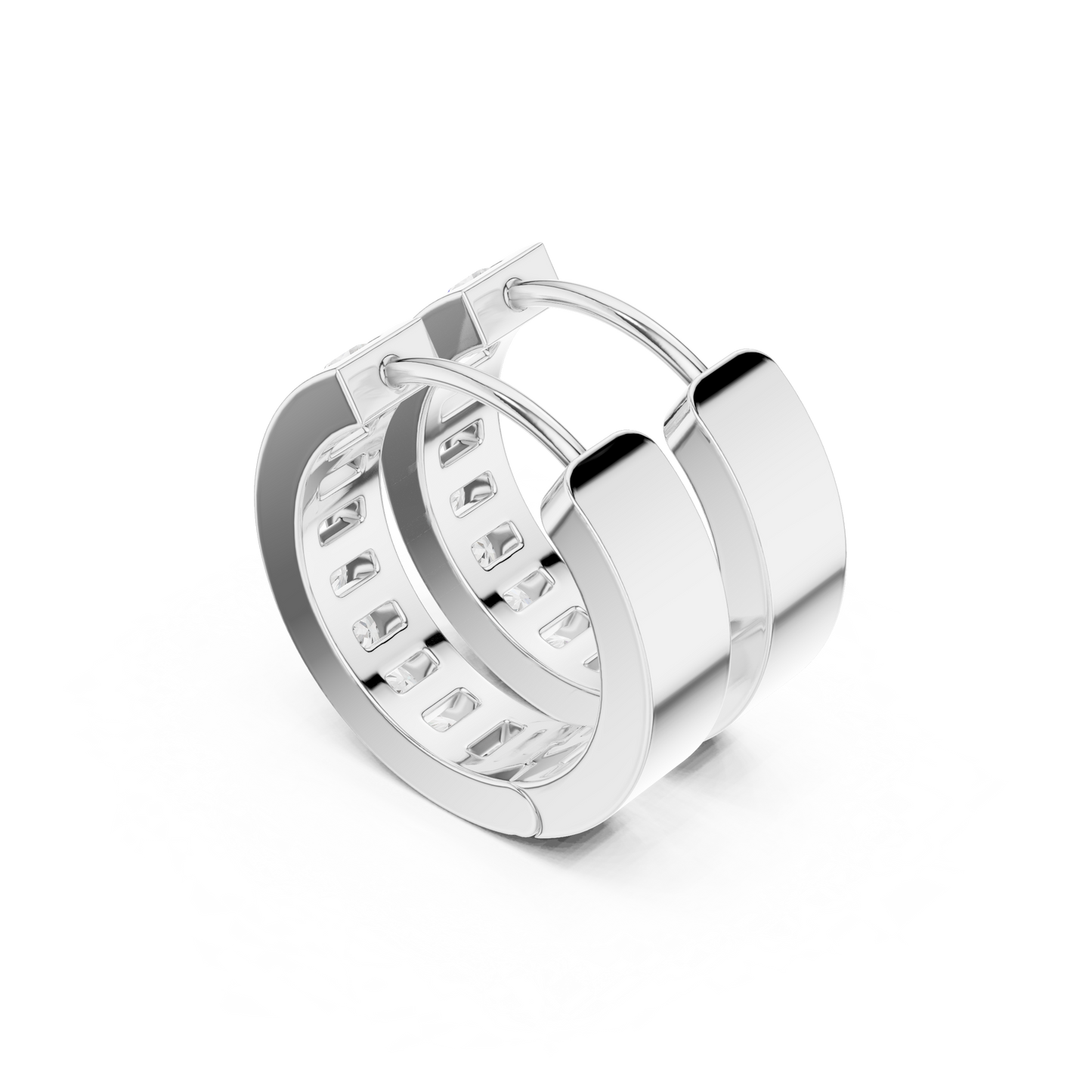 Round Cut Lab Grown Diamond Hoop Earrings in White Gold