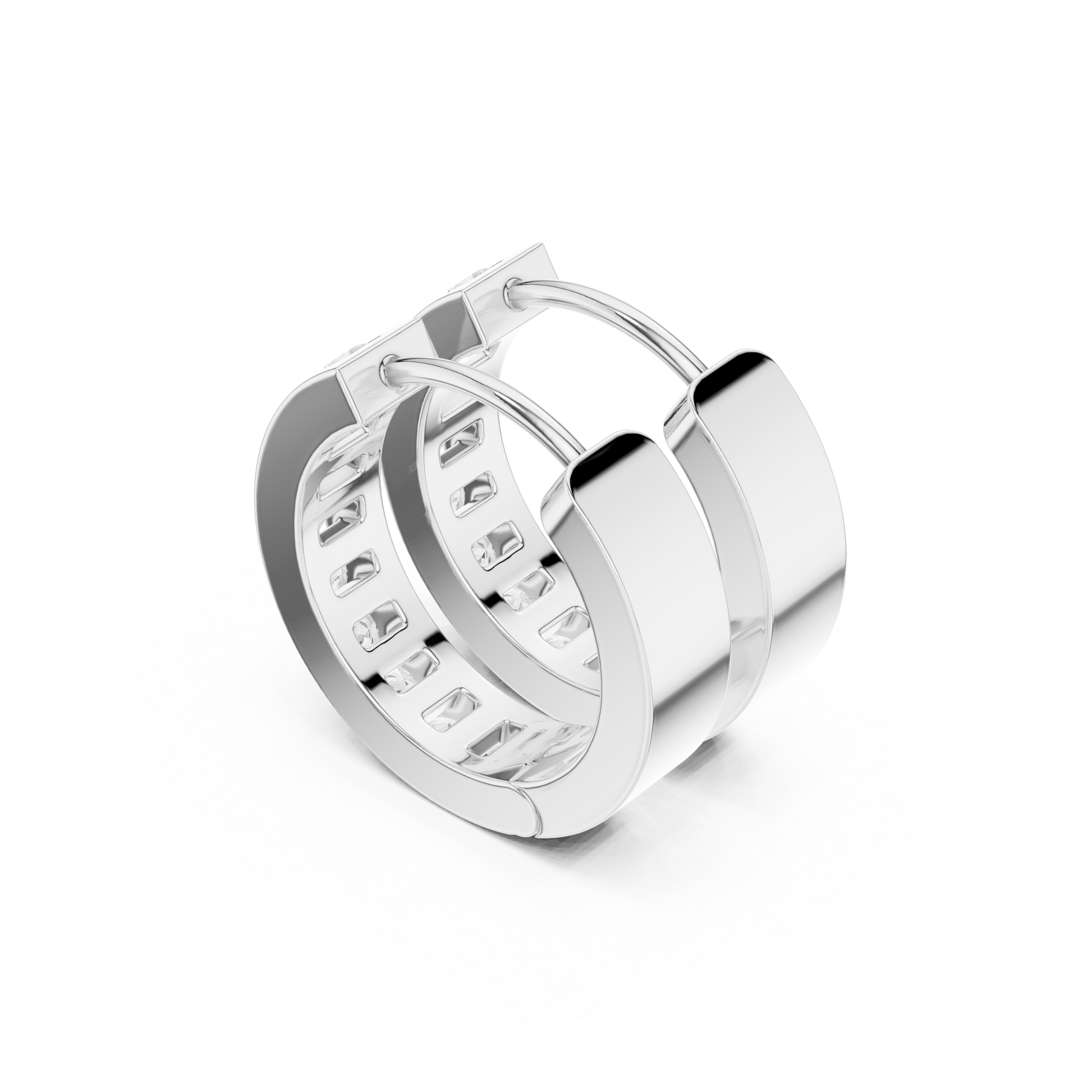 Round Cut Lab Grown Diamond Hoop Earrings in Platinum