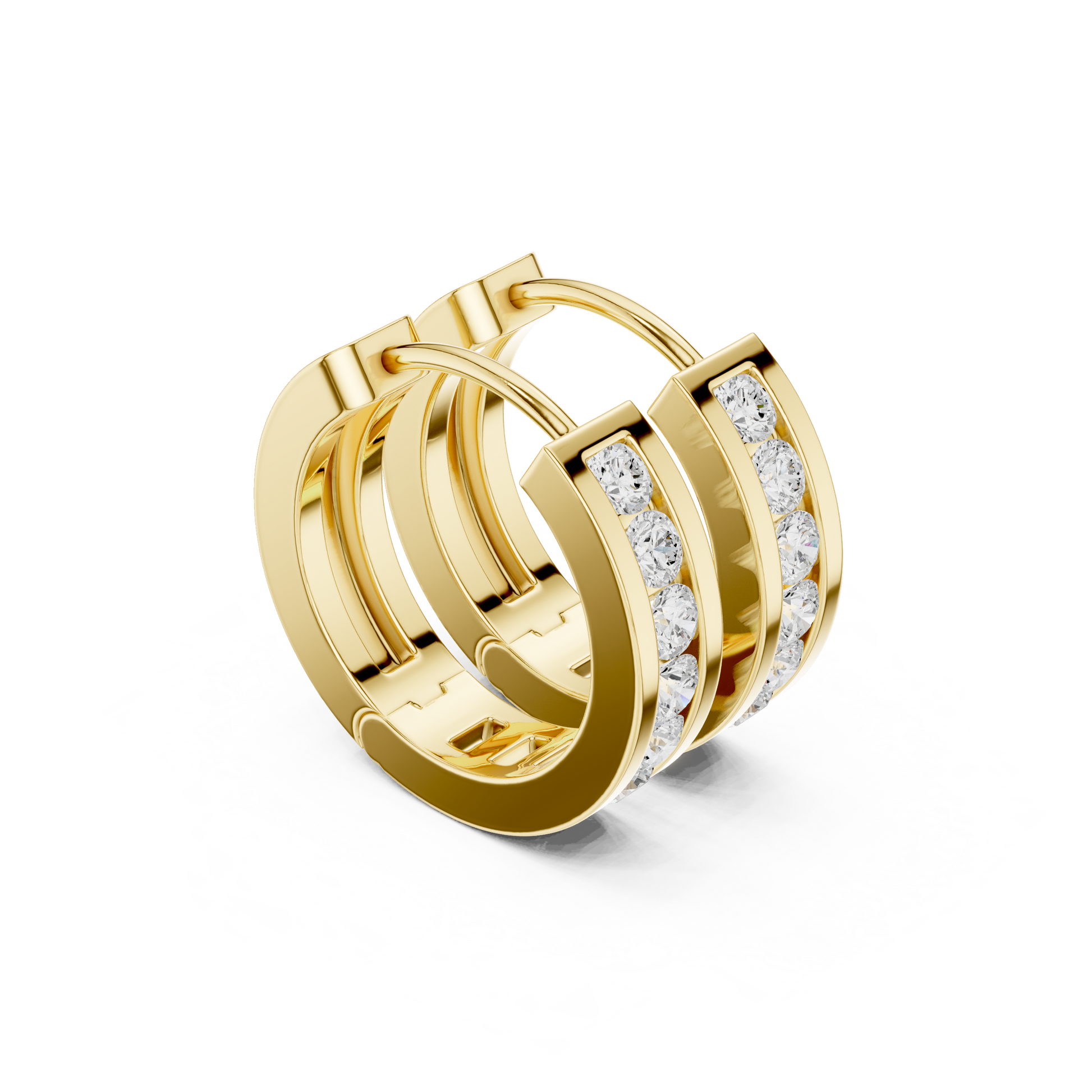 Round Cut Lab Grown Diamond Hoop Earrings in Yellow Gold