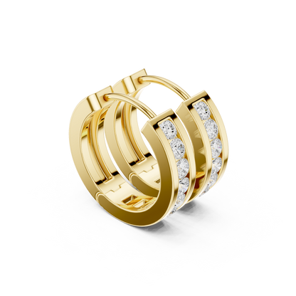 Round Cut Lab Grown Diamond Hoop Earrings in Yellow Gold