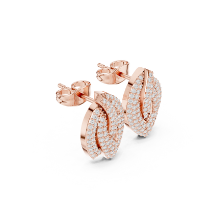 Round Cut Lab Grown Diamond Stud Earrings in Rose Gold
