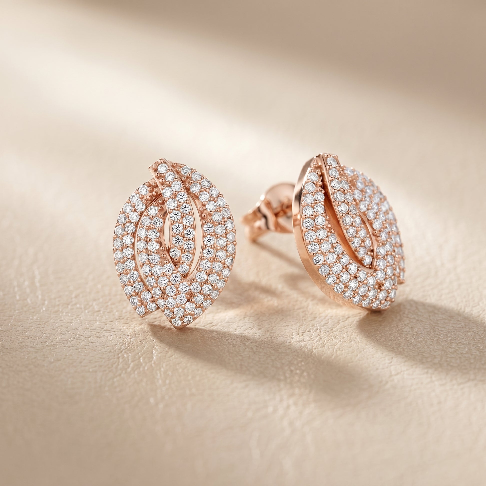 Round Cut Lab Grown Diamond Stud Earrings in Rose Gold