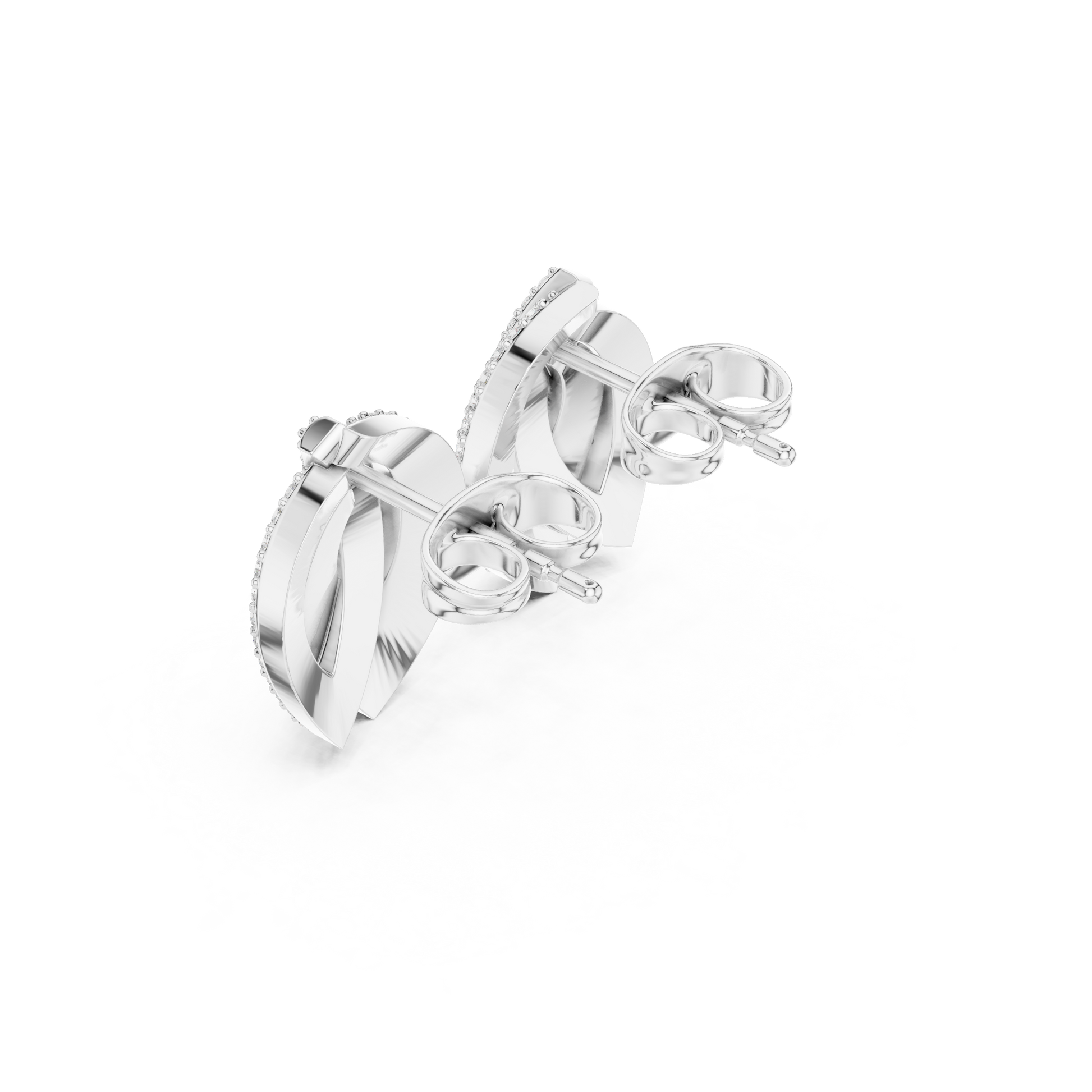 Round Cut Lab Grown Diamond Stud Earrings in Silver