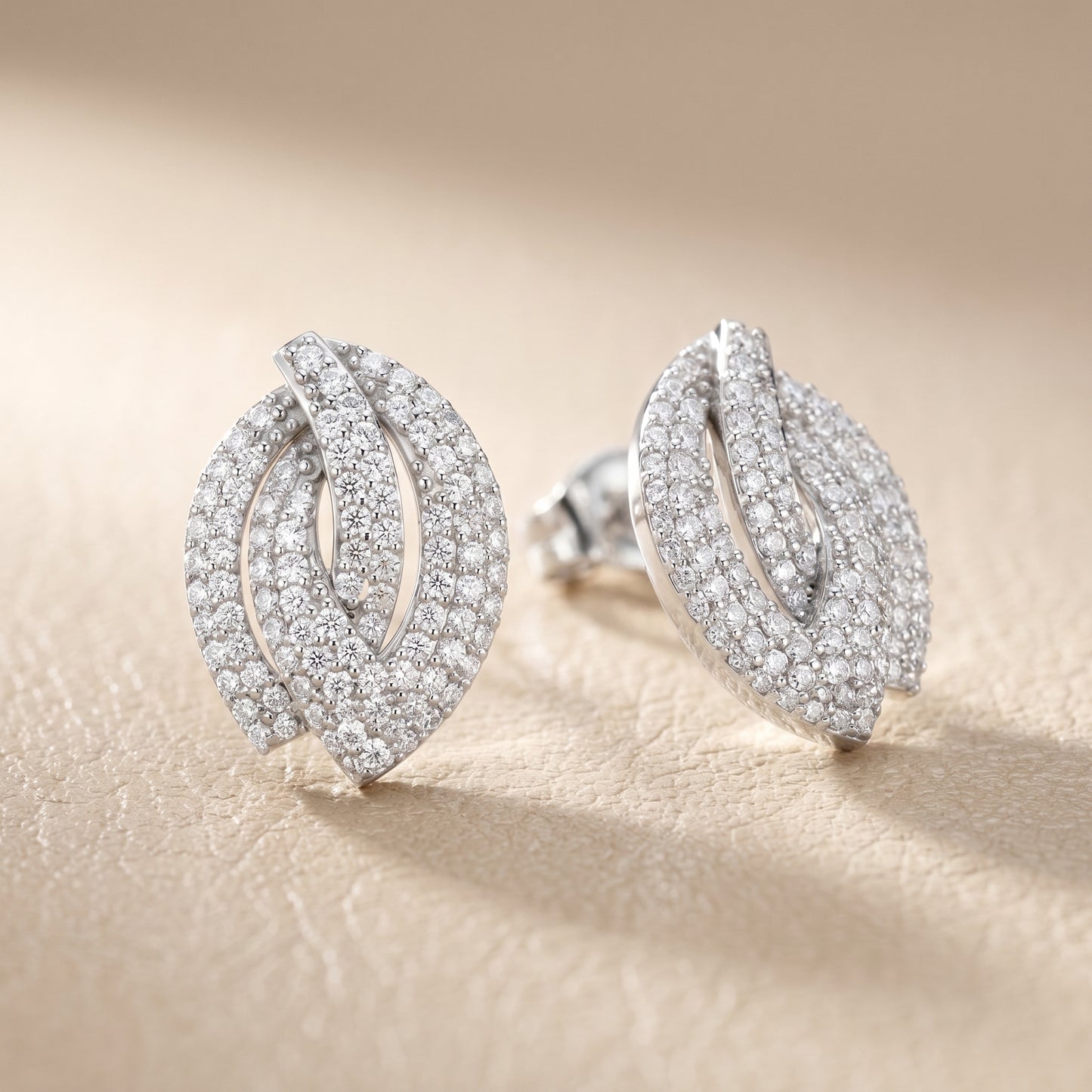 Round Cut Lab Grown Diamond Stud Earrings in White Gold