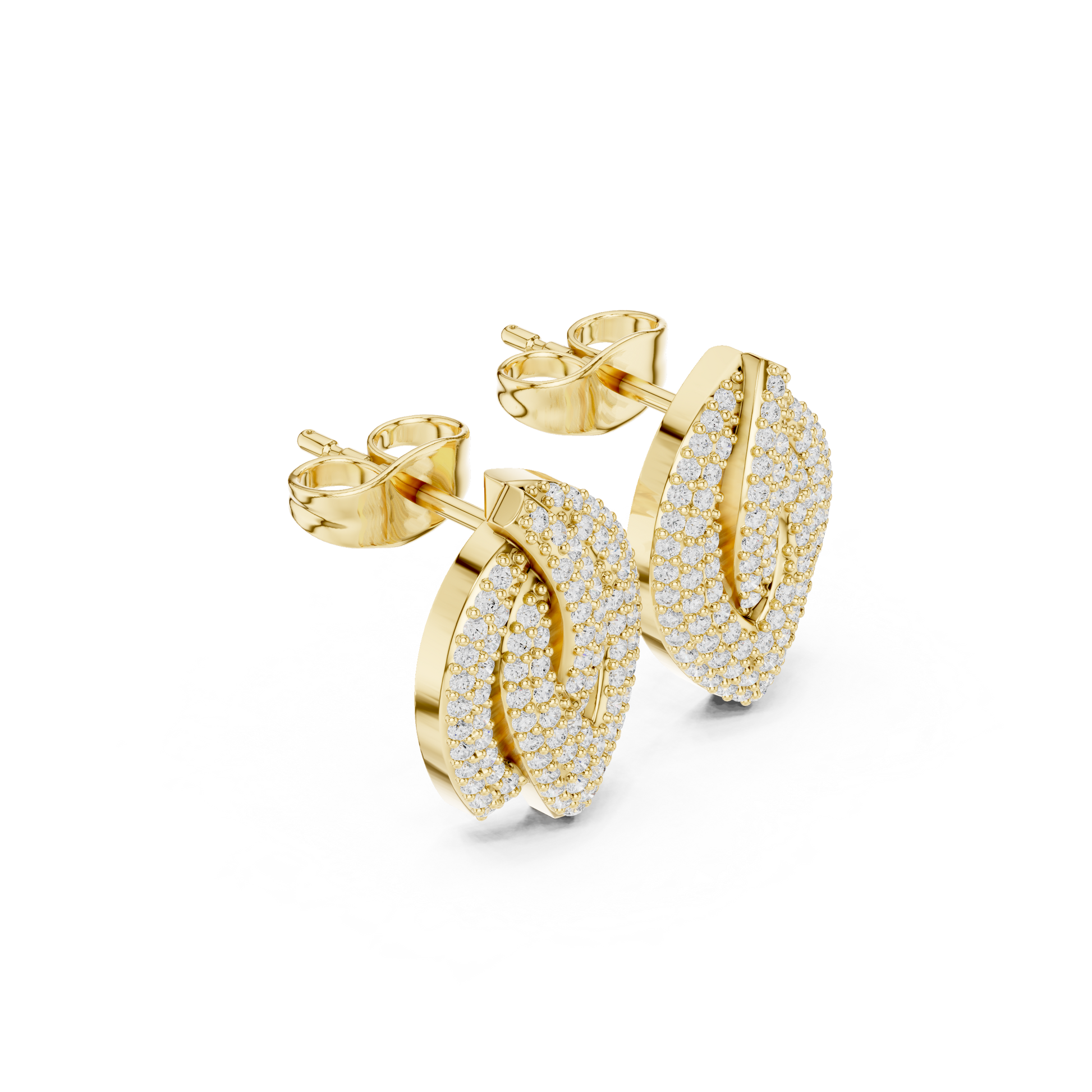 Round Cut Lab Grown Diamond Stud Earrings in Yellow Gold