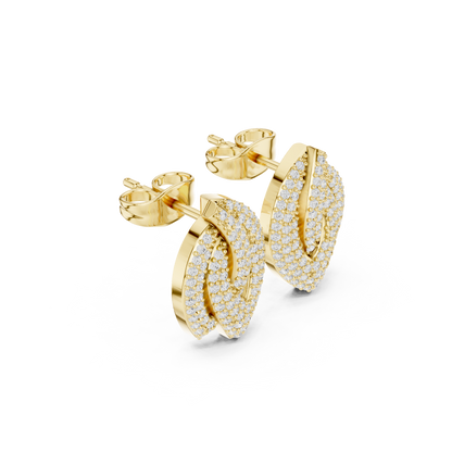 Round Cut Lab Grown Diamond Stud Earrings in Yellow Gold
