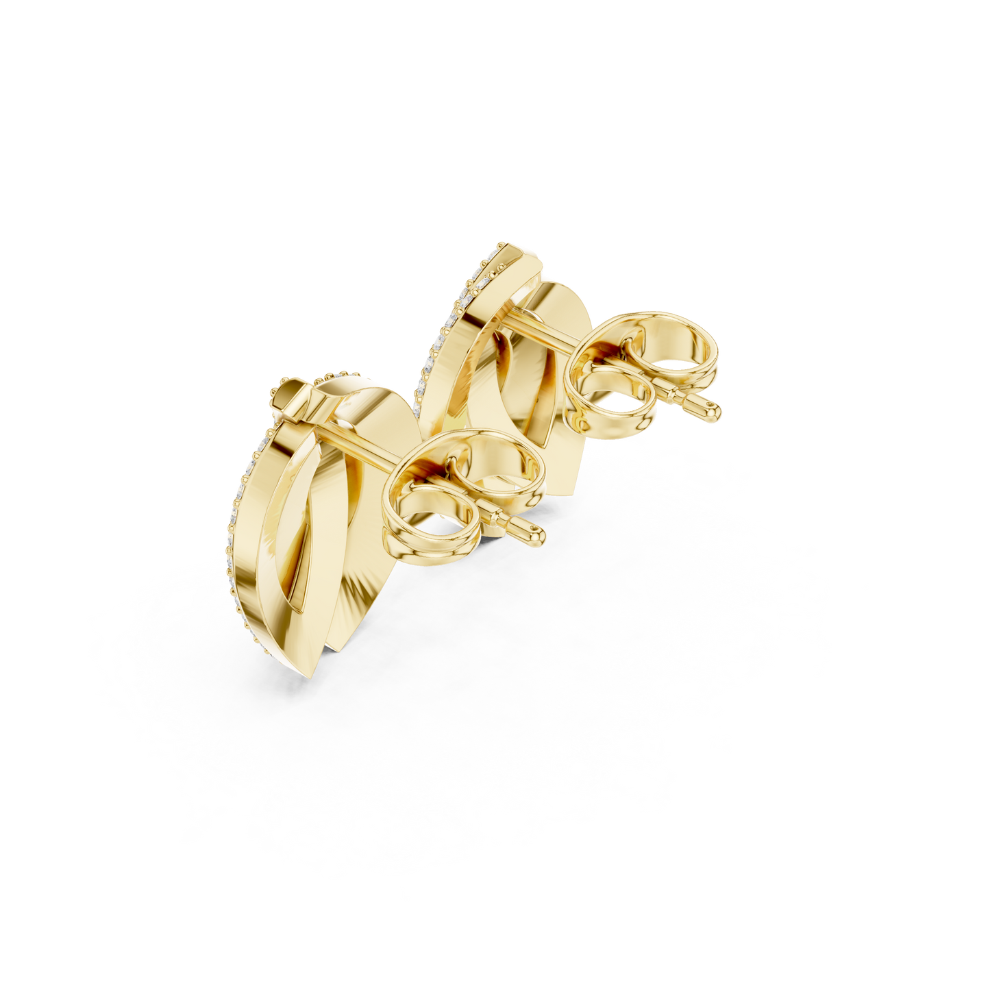 Round Cut Lab Grown Diamond Stud Earrings in Yellow Gold