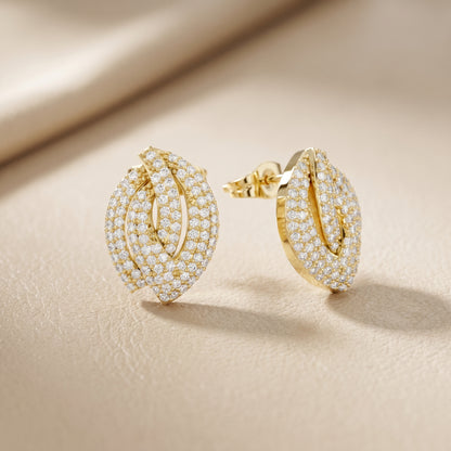Round Cut Lab Grown Diamond Stud Earrings in Yellow Gold