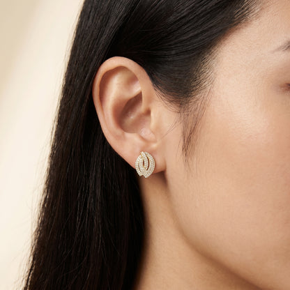 Round Cut Lab Grown Diamond Stud Earrings in Yellow Gold