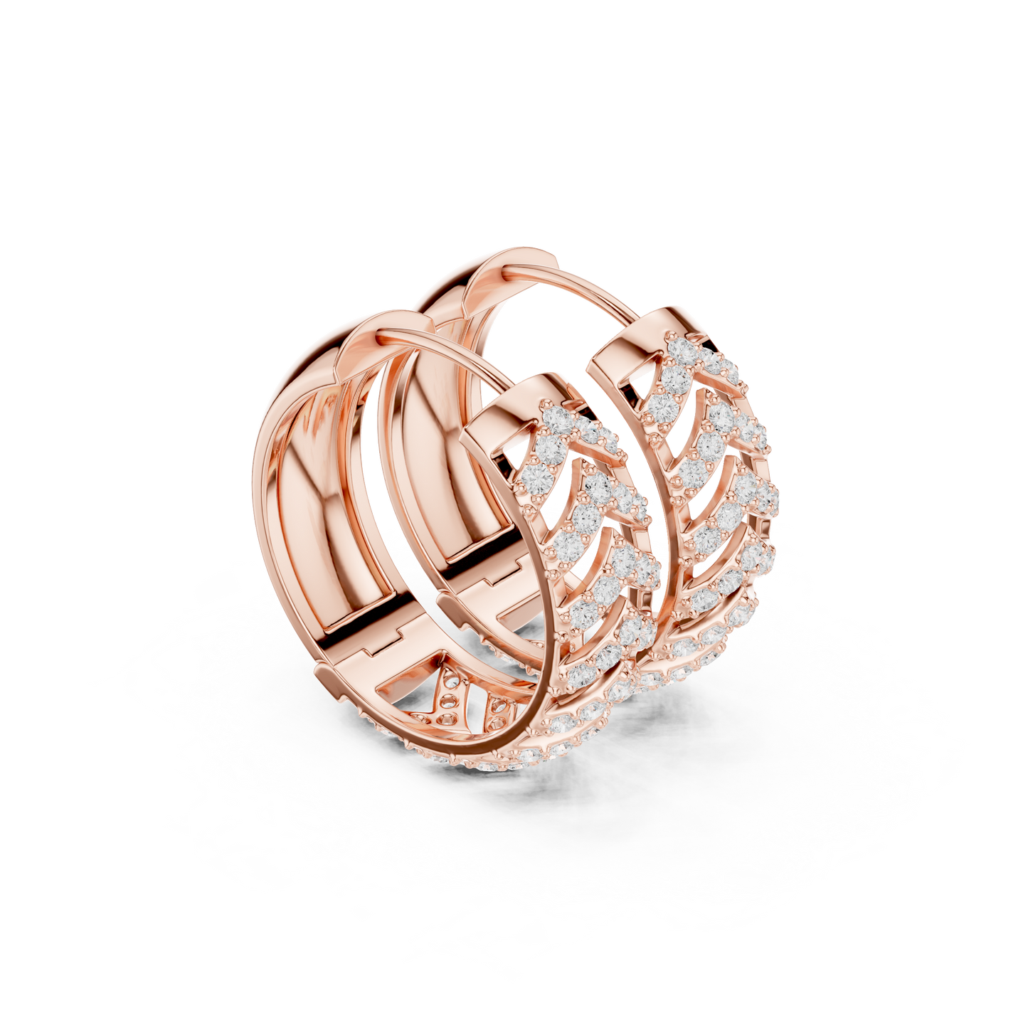 Round Cut Lab Grown Diamond Hoop Earrings in Rose Gold