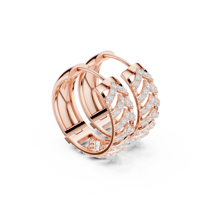 Round Cut Lab Grown Diamond Hoop Earrings in Rose Gold