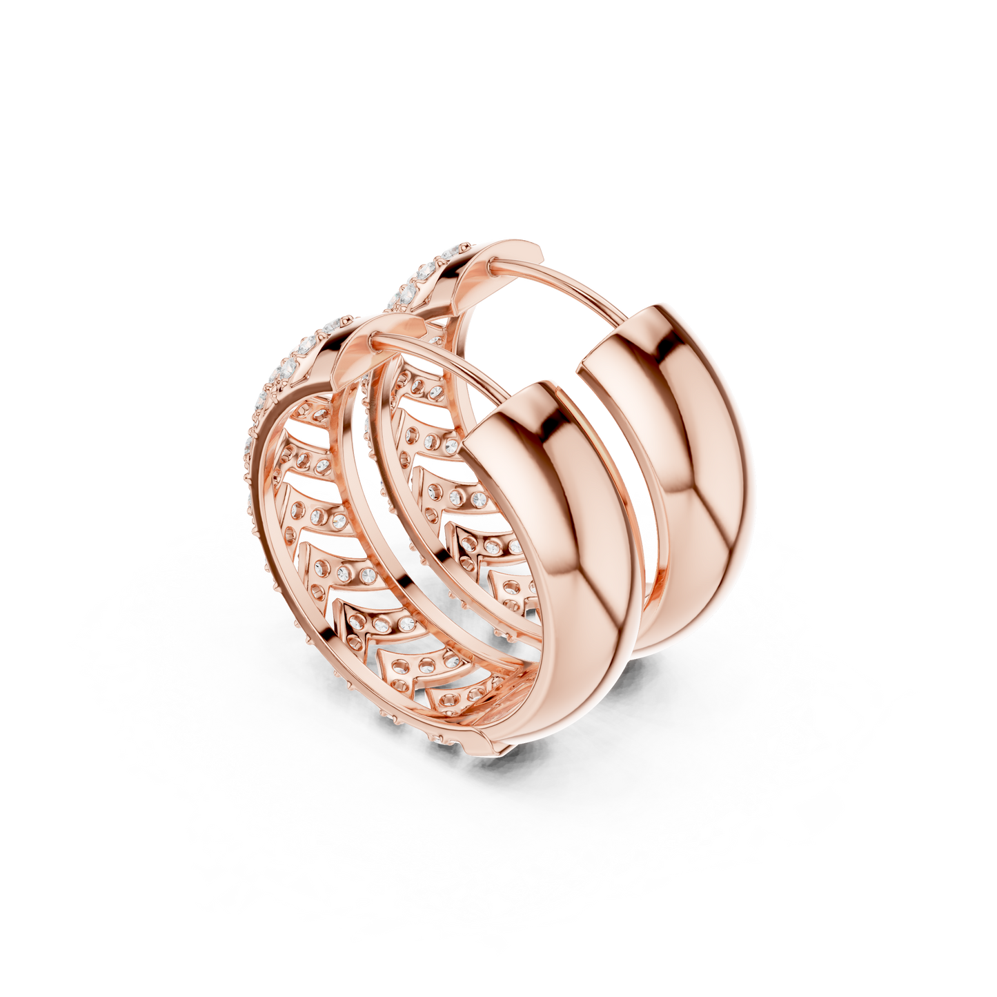 Round Cut Lab Grown Diamond Hoop Earrings in Rose Gold
