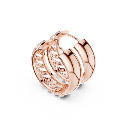 Round Cut Lab Grown Diamond Hoop Earrings in Rose Gold