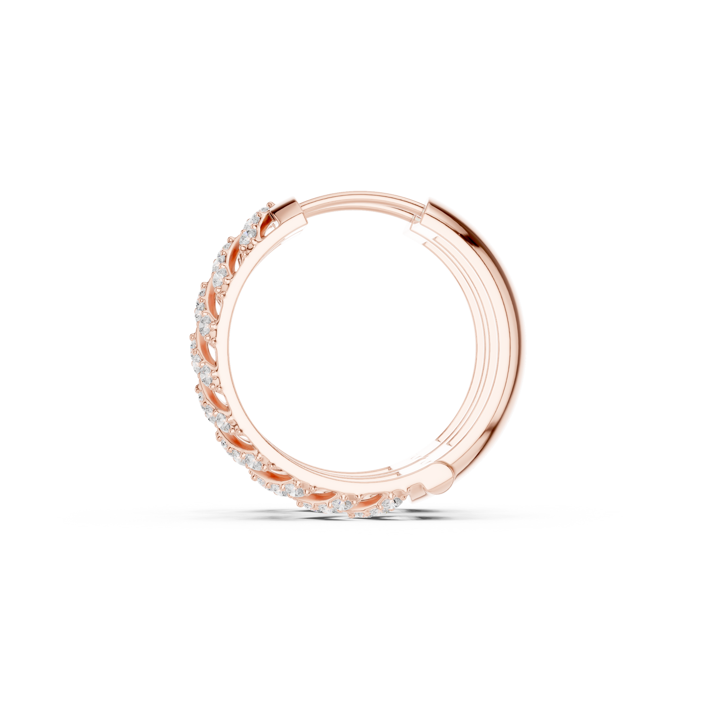 Round Cut Lab Grown Diamond Hoop Earrings in Rose Gold