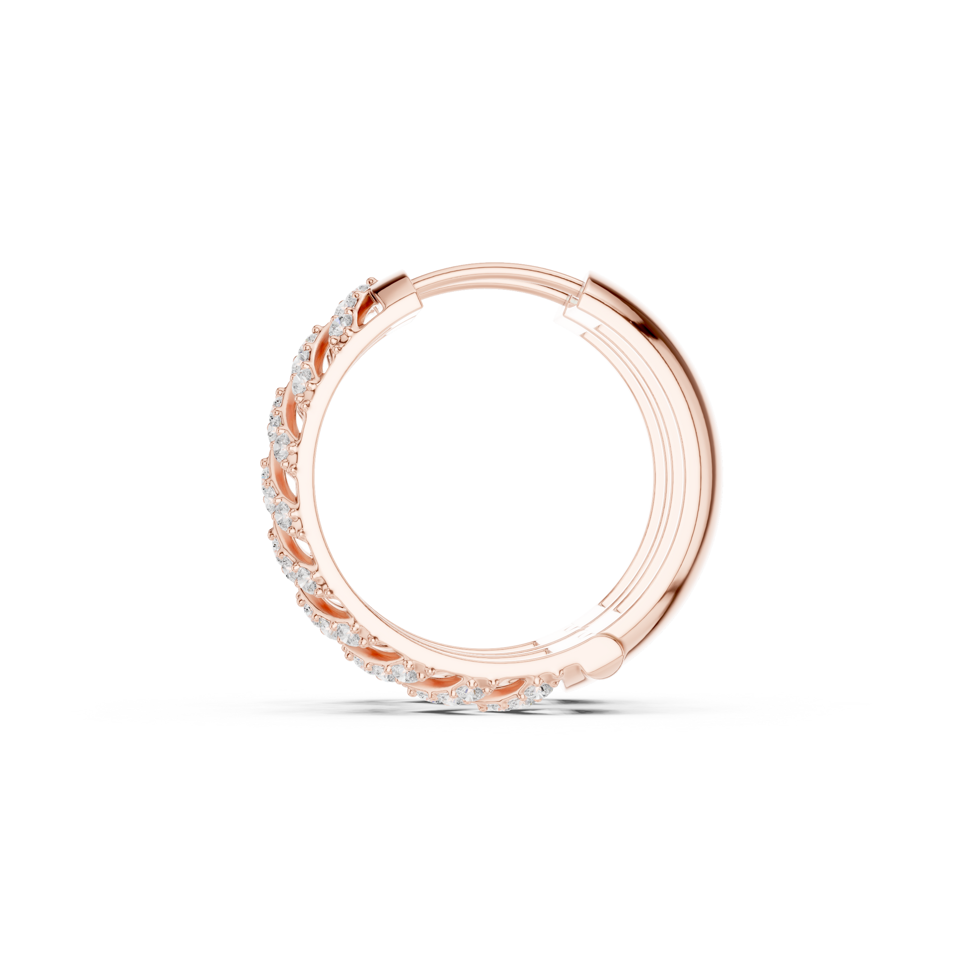 Round Cut Lab Grown Diamond Hoop Earrings in Rose Gold