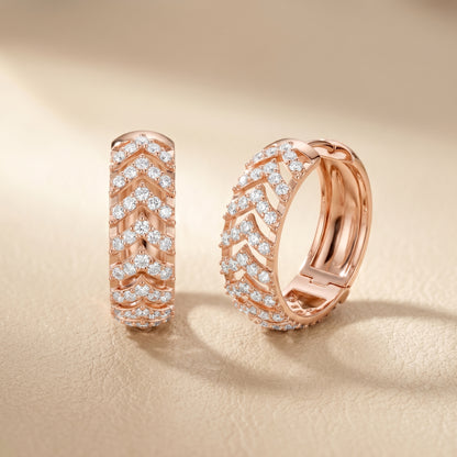 Round Cut Lab Grown Diamond Hoop Earrings in Rose Gold