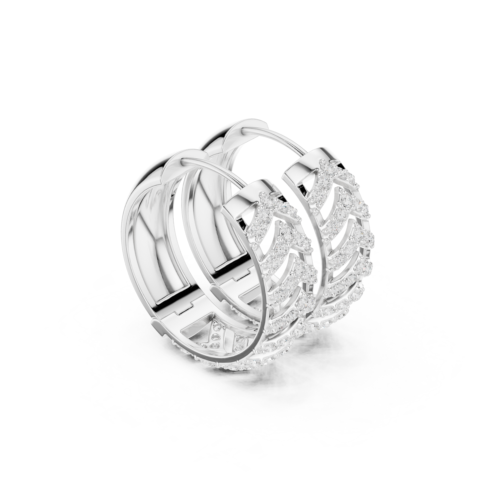Round Cut Lab Grown Diamond Hoop Earrings in White Gold