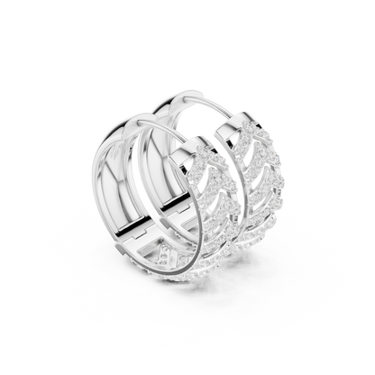 Round Cut Lab Grown Diamond Hoop Earrings in White Gold