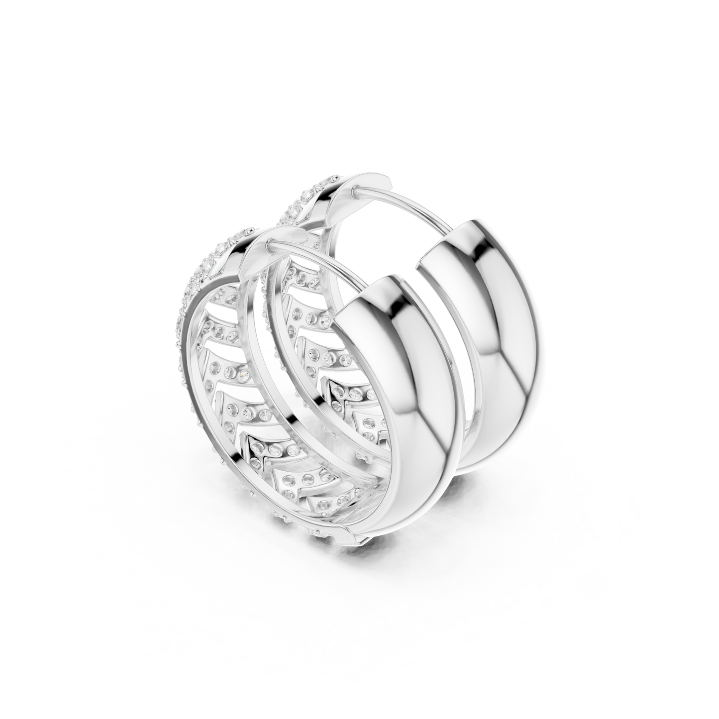 Round Cut Lab Grown Diamond Hoop Earrings in Silver