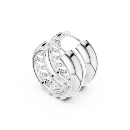 Round Cut Lab Grown Diamond Hoop Earrings in Platinum