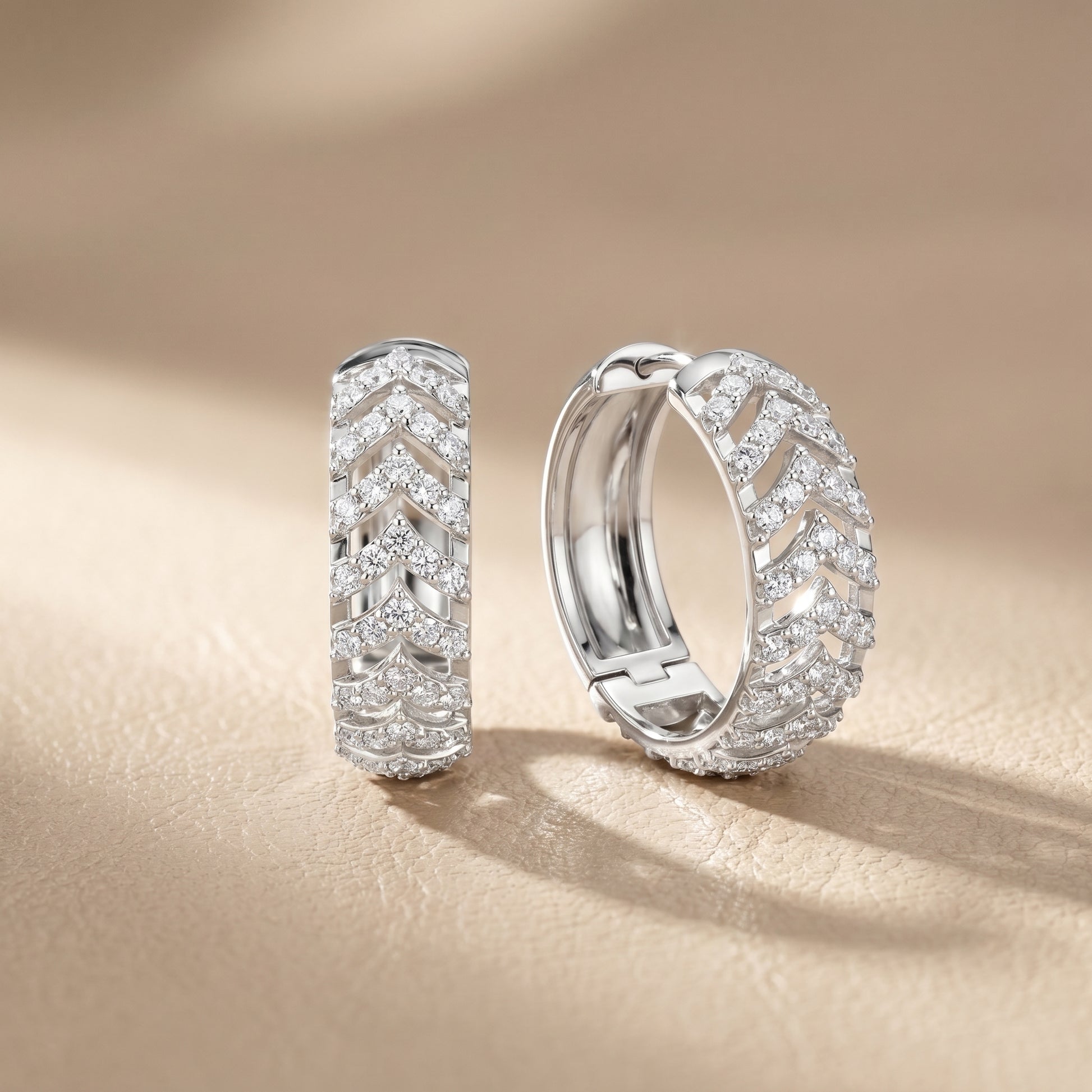 Round Cut Lab Grown Diamond Hoop Earrings in Platinum