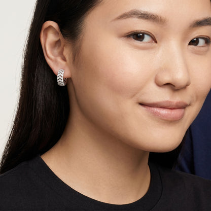 Round Cut Lab Grown Diamond Hoop Earrings in Silver