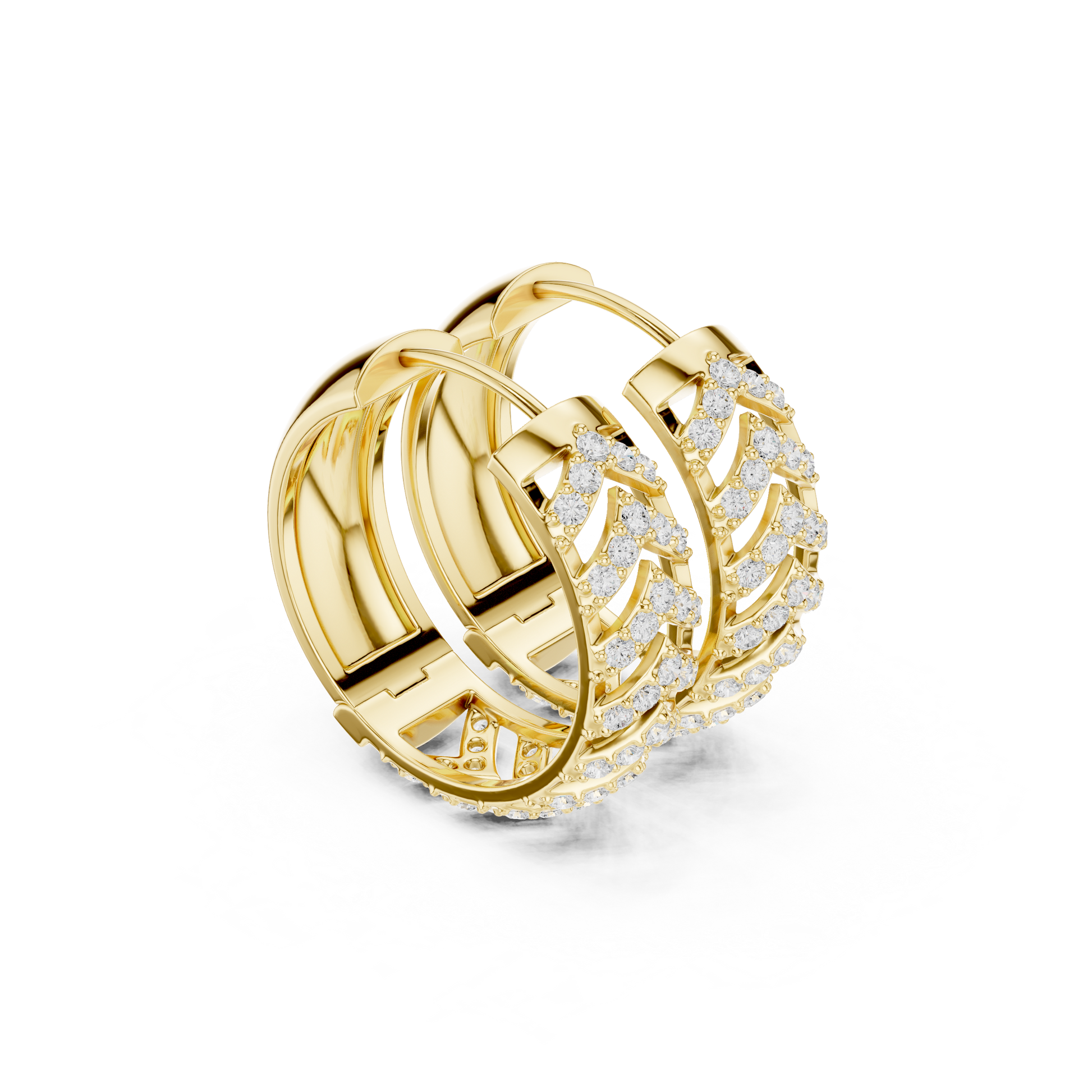 Round Cut Lab Grown Diamond Hoop Earrings in Yellow Gold