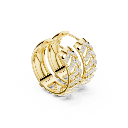 Round Cut Lab Grown Diamond Hoop Earrings in Yellow Gold