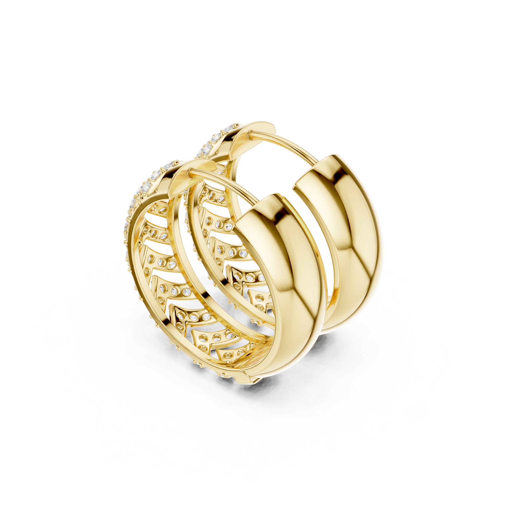 Round Cut Lab Grown Diamond Hoop Earrings in Yellow Gold