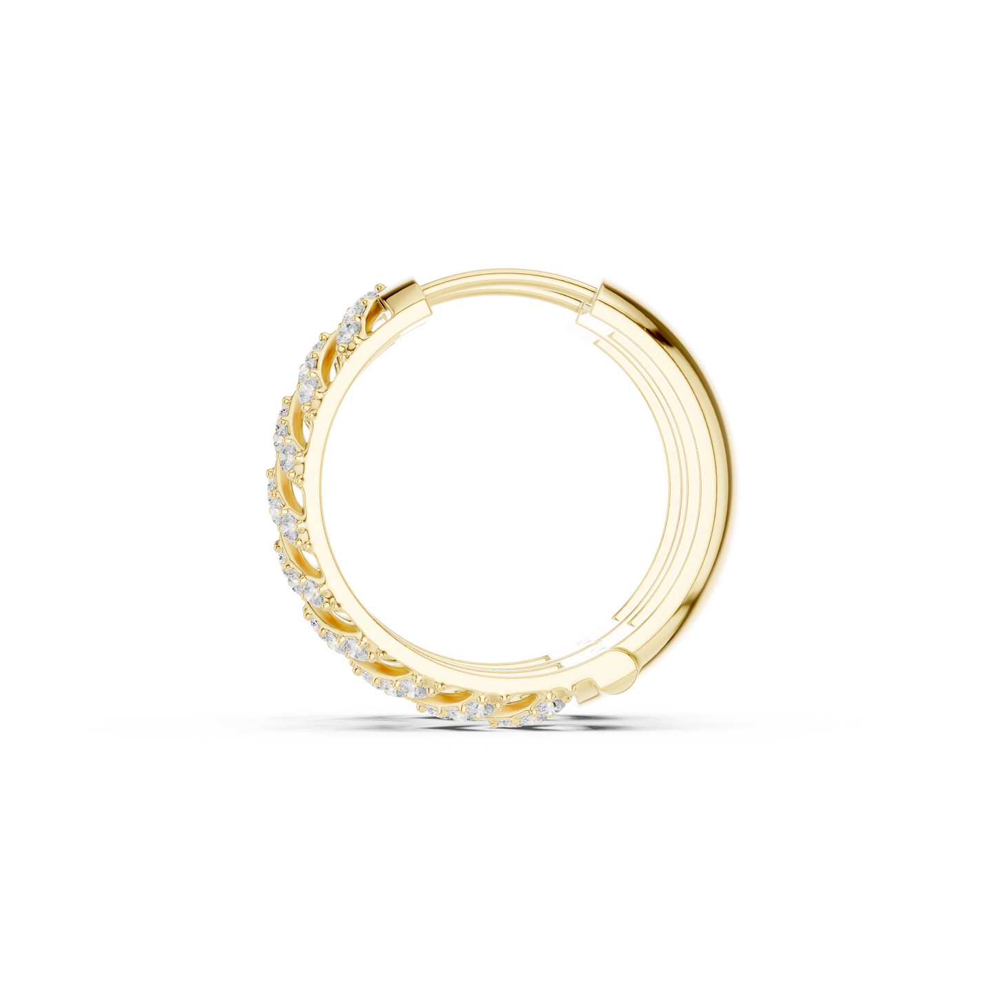 Round Cut Lab Grown Diamond Hoop Earrings in Yellow Gold