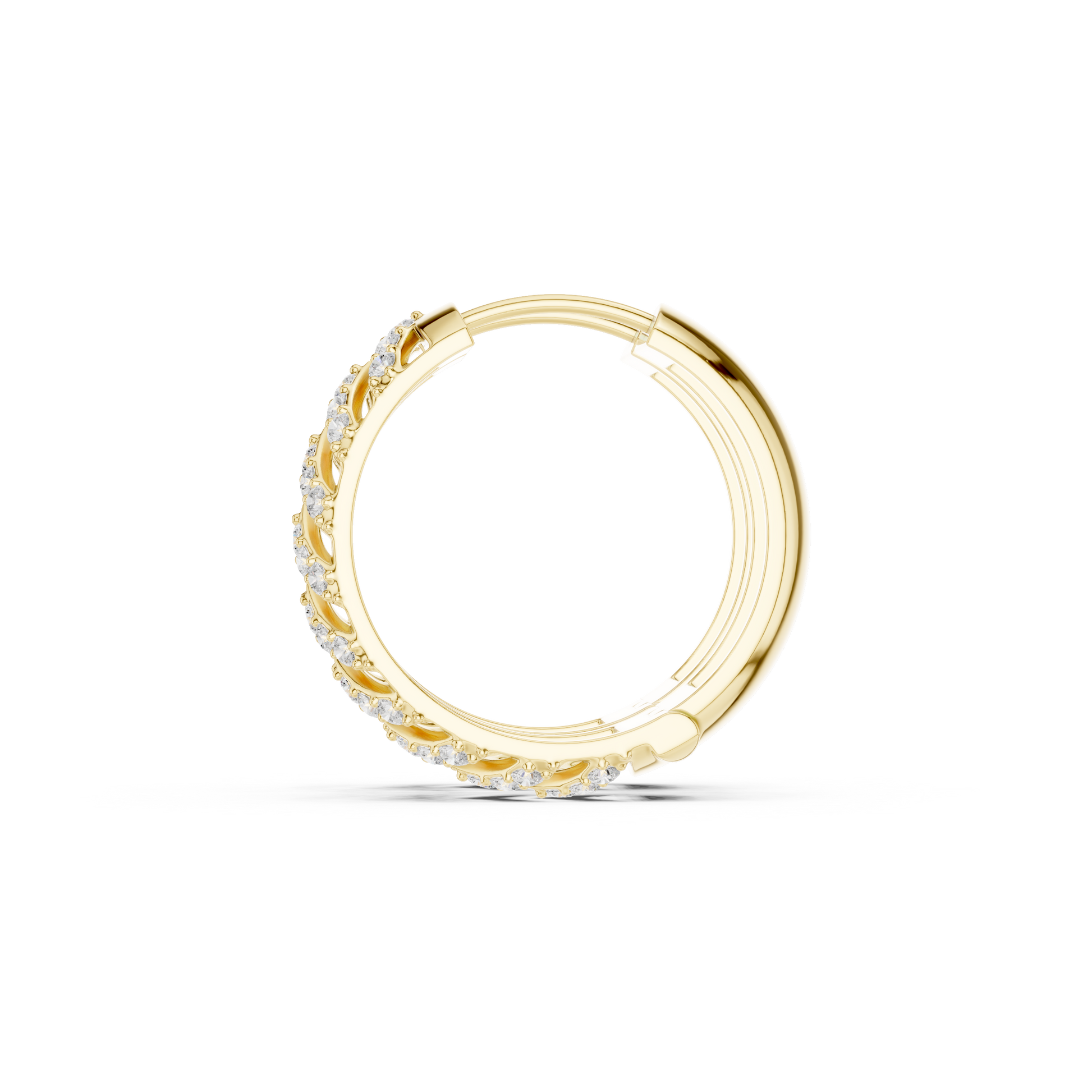 Round Cut Lab Grown Diamond Hoop Earrings in Yellow Gold