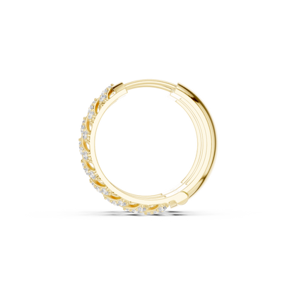 Round Cut Lab Grown Diamond Hoop Earrings in Yellow Gold