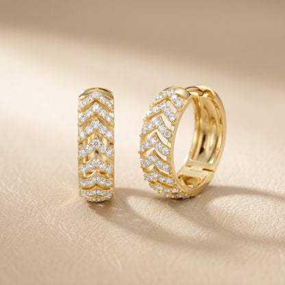 Round Cut Lab Grown Diamond Hoop Earrings in Yellow Gold
